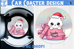 Cute Christmas car coaster | Kawaii Pink Xmas Product Image 1
