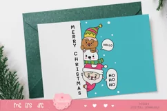 Kawaii Christmas clipart Cute Santa clipart and friends xmas Product Image 4