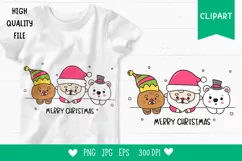 Kawaii christmas png Santa gingerbread and polar bear xmas Product Image 1