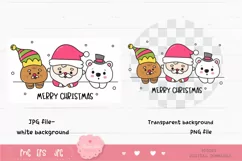 Kawaii christmas png Santa gingerbread and polar bear xmas Product Image 2