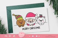 Kawaii christmas png Santa gingerbread and polar bear xmas Product Image 4
