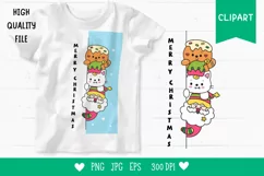 Kawaii Christmas clipart Cute Santa clipart and friend xmas Product Image 1