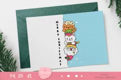 Kawaii Christmas clipart Cute Santa clipart and friend xmas Product Image 4