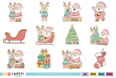 Santa and reindeer PNG files with transparent background