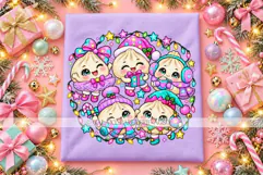 Kawaii Christmas Dumplings PNG with Colorful Lights Product Image 1