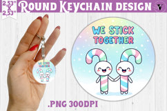 Cute Christmas Round keychain | Kawaii Pink Xmas Product Image 1