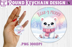 Cute Christmas Round keychain | Kawaii Pink Xmas Product Image 1