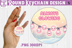 Cute Christmas Round keychain | Kawaii Pink Xmas Product Image 1