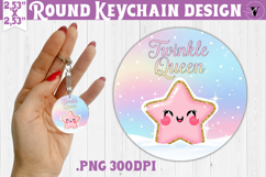 Cute Christmas Round keychain | Kawaii Pink Xmas Product Image 1