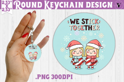 Cute Christmas Round keychain | Kawaii Pink Xmas Product Image 1