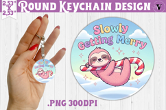 Cute Christmas Round keychain | Kawaii Pink Xmas Product Image 1