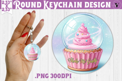 Cute Christmas Round keychain | Kawaii Pink Xmas Product Image 1