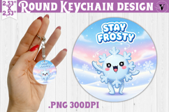Cute Christmas Round keychain | Kawaii Pink Xmas Product Image 1