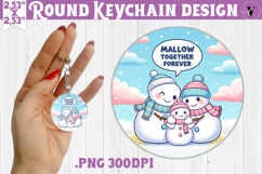Cute Christmas Round keychain | Kawaii Pink Xmas Product Image 1