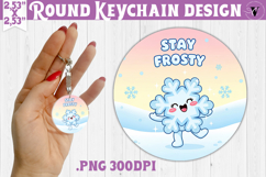 Cute Christmas Round keychain | Kawaii Pink Xmas Product Image 1