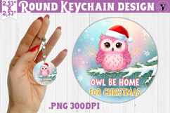 Cute Christmas Round keychain | Kawaii Pink Xmas Product Image 1