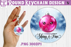 Cute Christmas Round keychain | Kawaii Pink Xmas Product Image 1