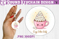 Cute Christmas Round keychain | Kawaii Pink Xmas Product Image 1