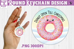 Cute Christmas Round keychain | Kawaii Pink Xmas Product Image 1