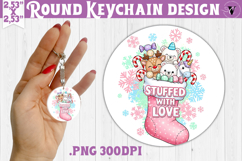Cute Christmas Round keychain | Kawaii Pink Xmas Product Image 1