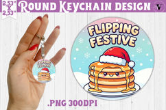 Cute Christmas Round keychain | Kawaii Pink Xmas Product Image 1