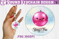 Cute Christmas Round keychain | Kawaii Pink Xmas Product Image 1