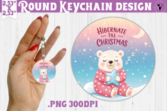Cute Christmas Round keychain | Kawaii Pink Xmas Product Image 1