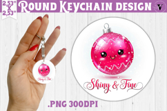 Cute Christmas Round keychain | Kawaii Pink Xmas Product Image 1