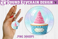 Cute Christmas Round keychain | Kawaii Pink Xmas Product Image 1