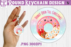 Cute Christmas Round keychain | Kawaii Pink Xmas Product Image 1