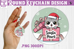 Cute Christmas Round keychain | Kawaii Pink Xmas Product Image 1