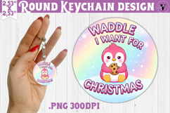 Cute Christmas Round keychain | Kawaii Pink Xmas Product Image 1