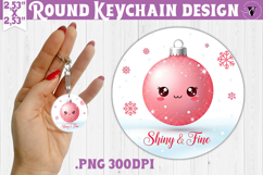 Cute Christmas Round keychain | Kawaii Pink Xmas Product Image 1