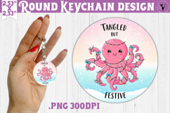 Cute Christmas Round keychain | Kawaii Pink Xmas Product Image 1