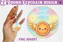 Cute Christmas Round keychain | Kawaii Pink Xmas Product Image 1