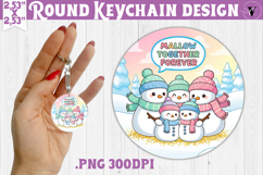 Cute Christmas Round keychain | Kawaii Pink Xmas Product Image 1