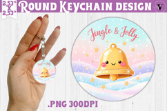 Cute Christmas Round keychain | Kawaii Pink Xmas Product Image 1