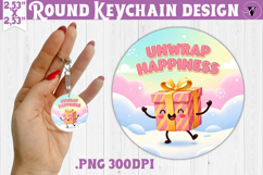 Cute Christmas Round keychain | Kawaii Pink Xmas Product Image 1