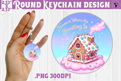 Cute Christmas Round keychain | Kawaii Pink Xmas Product Image 1
