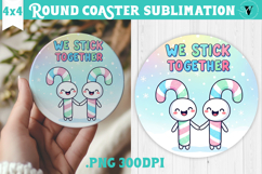 Cute Christmas Round Coaster | Kawaii Pink Xmas Product Image 1