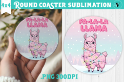 Cute Christmas Round Coaster | Kawaii Pink Xmas Product Image 1