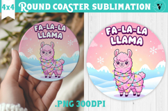 Cute Christmas Round Coaster | Kawaii Pink Xmas Product Image 1