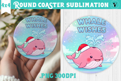 Cute Christmas Round Coaster | Kawaii Pink Xmas Product Image 1