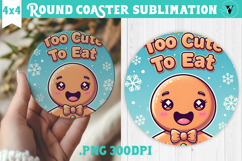 Cute Christmas Round Coaster | Kawaii Pink Xmas Product Image 1