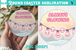 Cute Christmas Round Coaster | Kawaii Pink Xmas Product Image 1