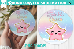 Cute Christmas Round Coaster | Kawaii Pink Xmas Product Image 1