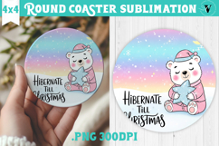 Cute Christmas Round Coaster | Kawaii Pink Xmas Product Image 1