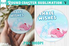 Cute Christmas Round Coaster | Kawaii Pink Xmas Product Image 1