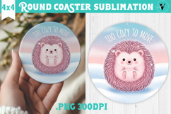 Cute Christmas Round Coaster | Kawaii Pink Xmas Product Image 1