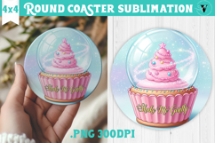 Cute Christmas Round Coaster | Kawaii Pink Xmas Product Image 1